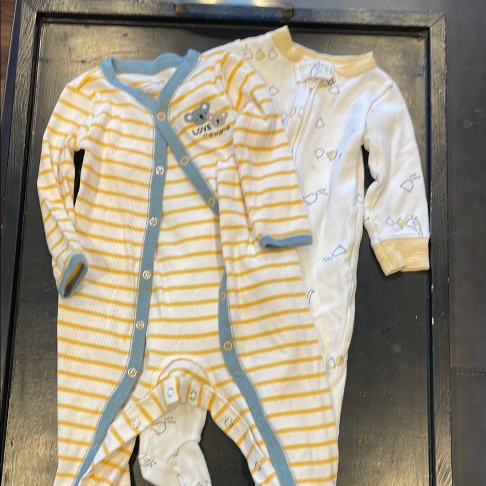 Carter's Yellow and White Footies Soft One Pieces